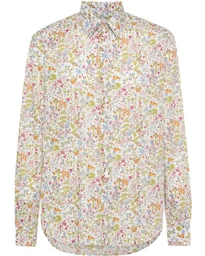 Paul Smith Overhemd Met Bloemenprint - Naturel
