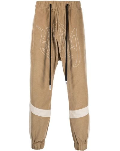 Haculla Embroidered-logo Ribbed Drop-crotch Trousers - Natural