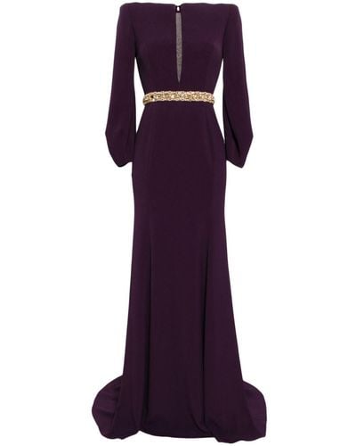 Jenny Packham Layla Crystal-embellished Crepe Gown - Purple