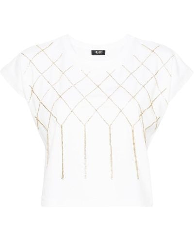Liu Jo T-shirt con dettaglio di perline - Bianco
