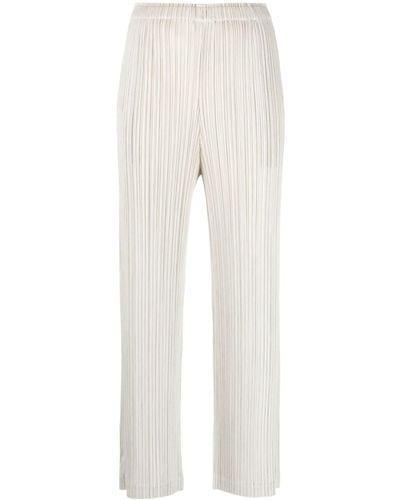 Pleats Please Issey Miyake Thicker 2 Straight-leg Trousers - Natural