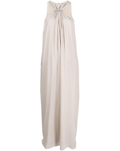 Fabiana Filippi Mesh-detailed Racer Silk Dress - White