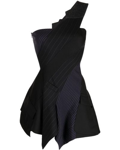 Monse Asymmetrisches Kleid mit Nadelstreifen - Schwarz