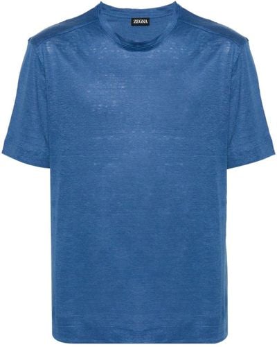 ZEGNA T-Shirt aus Leinen - Blau