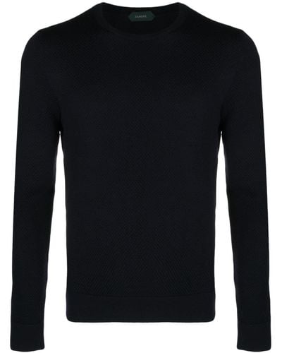 Zanone Waffle-knit Virgin-wool Sweater - Black