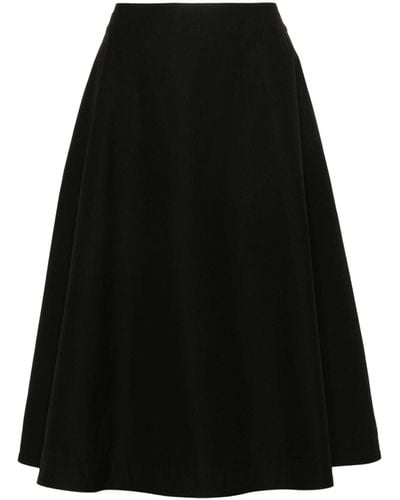 Bottega Veneta Flared Cotton Midi Skirt - Black