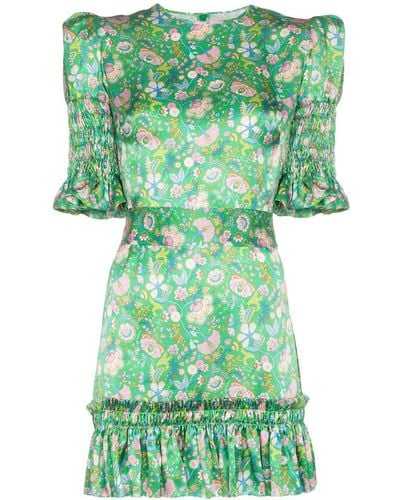 The Vampire's Wife Whole Lotta Trouble Floral Print Dress - Green