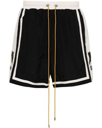 Rhude Pantalones cortos de deporte con diseño colour block - Negro