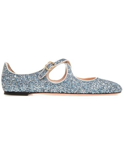 Bally Glitter-embellished Ballerina Shoes - Blue