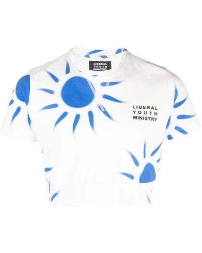 Liberal Youth Ministry Sun-print Cotton Crop Top - Blue