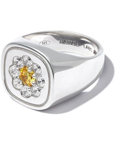 Hatton Labs Floral Crystal-embellished Signet Ring - White