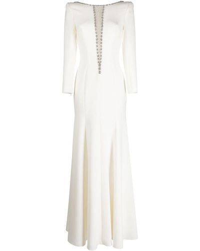 Jenny Packham Vera Crystal-embellished Satin A-line Dress - White