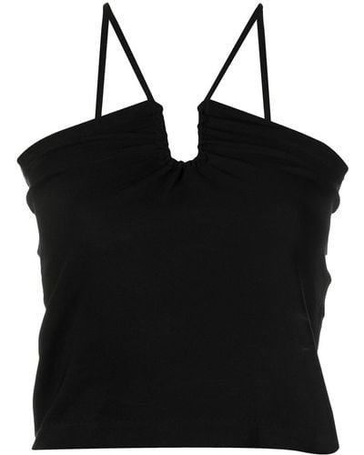 SPRWMN Shirred-bodice Vest Top - Black