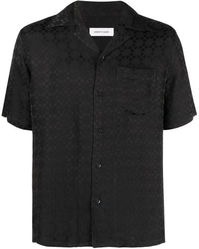 Ernest W. Baker Jacquard-pattern Short-sleeve Shirt - Black