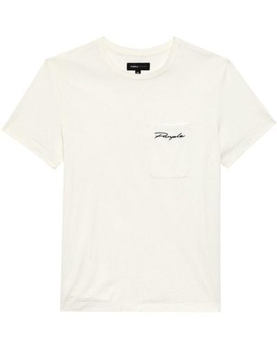 Purple Brand Script Logo-print T-shirt - White
