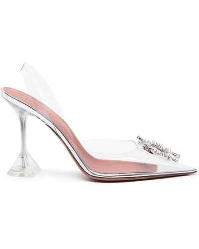 AMINA MUADDI Verzierte Slingback-Pumps Begum - Weiß