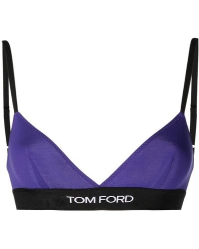 Tom Ford Logo Underband Bra - Women's - Elastane/modal - Blue