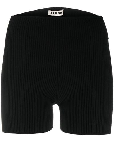 Aeron Ribbed-knit Mini Shorts - Black