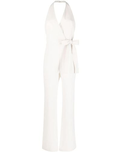 Pinko Neckholder-Jumpsuit mit Gürtel - Weiß