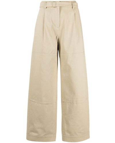 Low Classic Wide-leg Belted Trousers - Natural