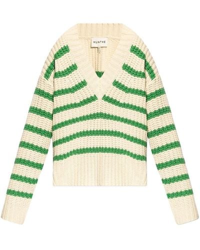 Munthe Striped Chunky-knit Jumper - Green