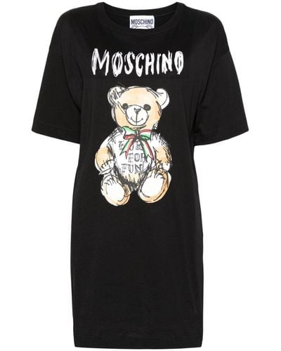 Moschino T-Shirtkleid mit Teddy-Print - Schwarz