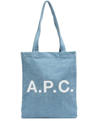 A.P.C. Lou Shopper Met Logoprint - Blauw