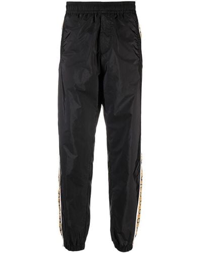 Versace Graphic Striped Taffeta Track Pants - Black