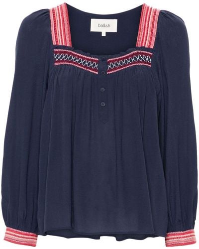 Ba&sh Tomer Embroidered-detail Blouse - Blue
