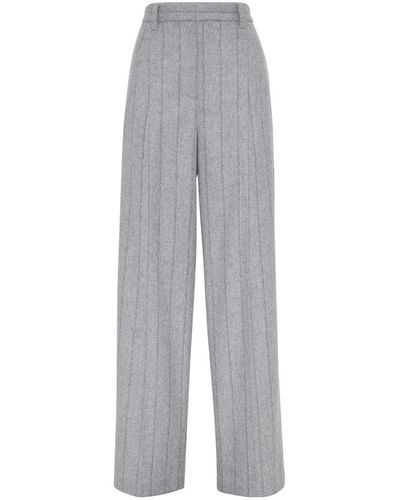Brunello Cucinelli Pleat-detailing Straight-leg Trousers - Grey