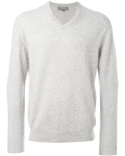 N.Peal Cashmere 'the Burlington' V Neck Sweater - Gray