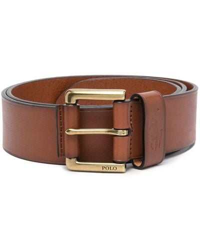 Polo Ralph Lauren Embossed-logo Leather Belt - Brown