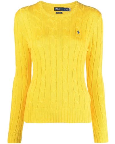 Polo Ralph Lauren Polo Pony Pullover mit Zopfmuster - Gelb