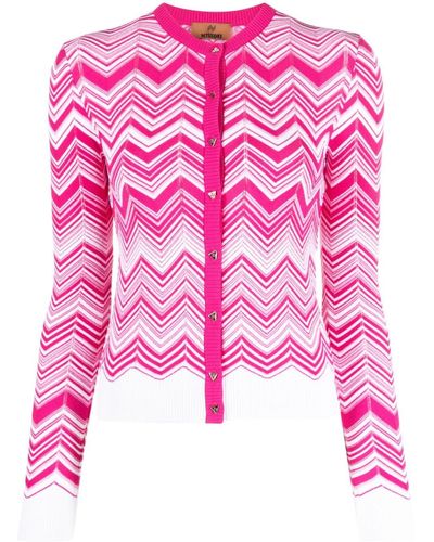 Missoni Cárdigan con motivo en zigzag - Rosa