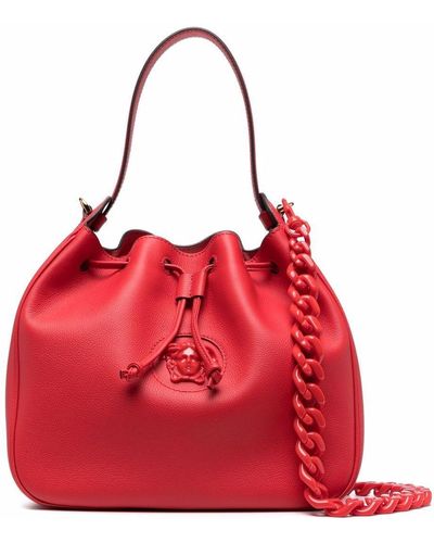Versace Medusa-plaque Bucket Bag - Red
