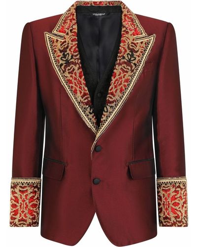 Dolce & Gabbana Sicilia-fit Rhinestone-embellished Tuxedo Suit - Red