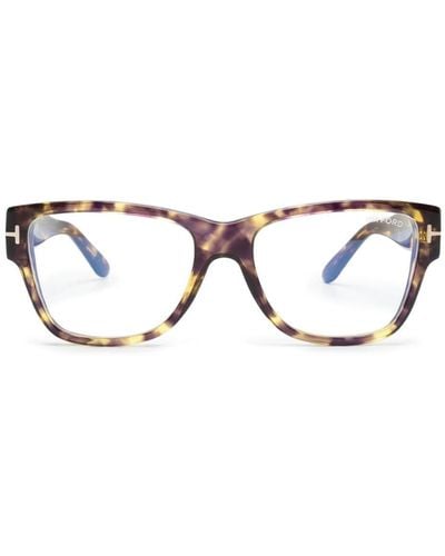 Tom Ford Eckige Brille in Schildpattoptik - Braun