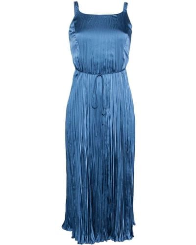 Vince Pleated Sleeveless Midi Dress - Blue
