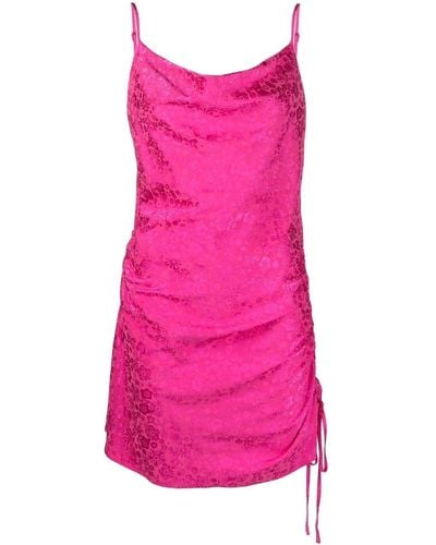 P.A.R.O.S.H. Floral Jacquard Cowl Neck Dress - Pink
