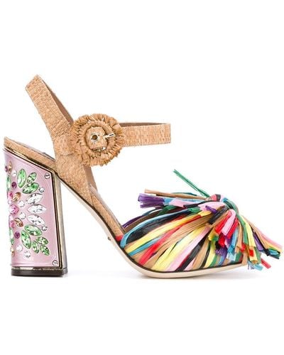 Dolce & Gabbana Fringed embellished sandals - Rosa