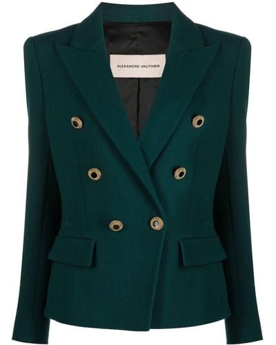 Alexandre Vauthier Double-breasted Tweed Blazer - Green