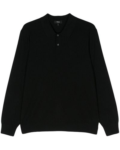 Theory Goris Ribbed Polo Shirt - Black