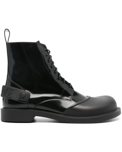 Loewe Campo Lace-up Leather Boots - Black