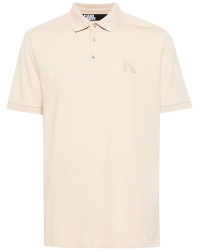 Karl Lagerfeld Jersey-Poloshirt mit Logo-Stickerei - Natur