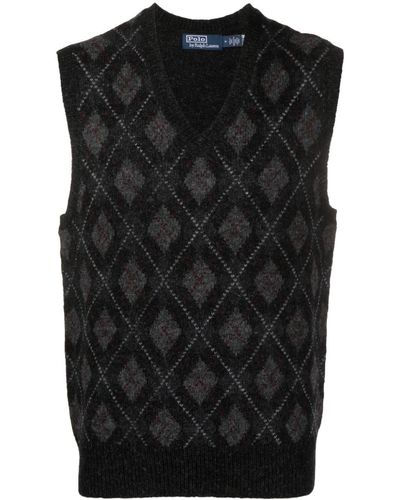 Polo Ralph Lauren Argyle-knit Wool Vest - Black