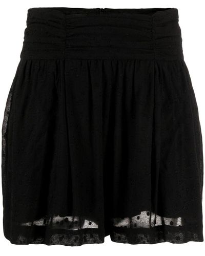 IRO Polka Dot-embroidered Wide-leg Shorts - Black