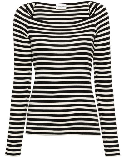 Claudie Pierlot Striped-pattern Cotton Top - Black