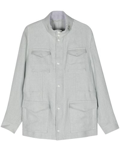 Eleventy Four-pockets Linen Jacket - Grey