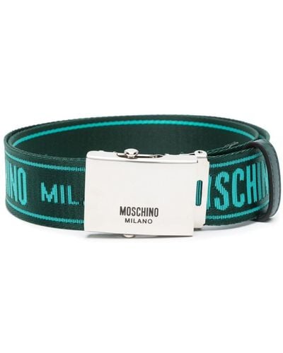 Moschino Jacquard-logo Slide-buckle Belt - Green