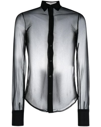 Ludovic de Saint Sernin Sheer Slim-fit Shirt - Black